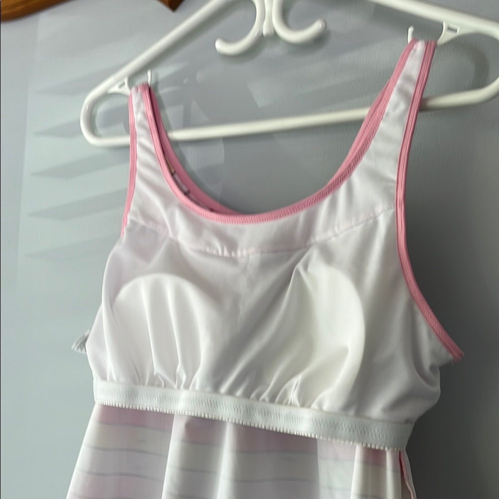 Pink and Yellow Striped Women's Swim Top - Picture 5 of 8
